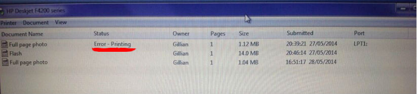HP Printer Status Solution Indicates Error Problem Cursorable