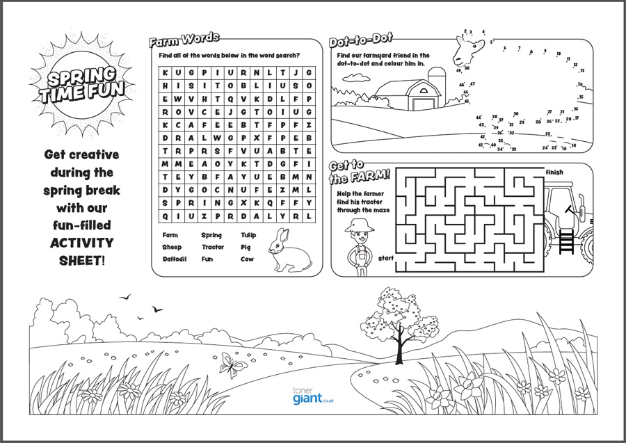 Printable Activity Sheet for Kids  Toner Giant