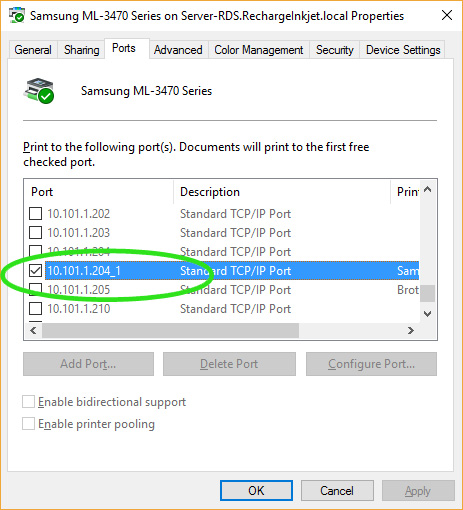 printer ip address