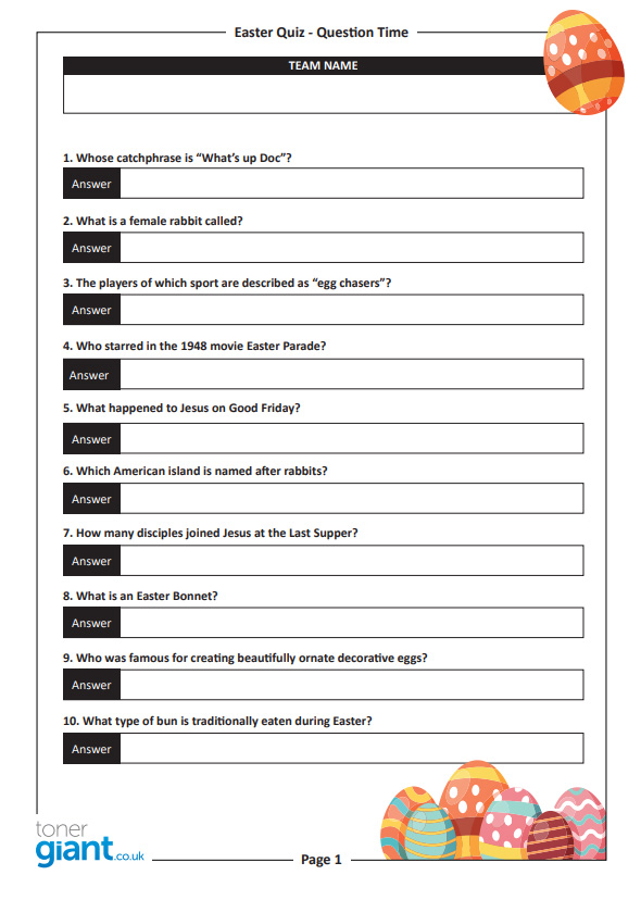 Printable Easter Trivia Questions And Answers