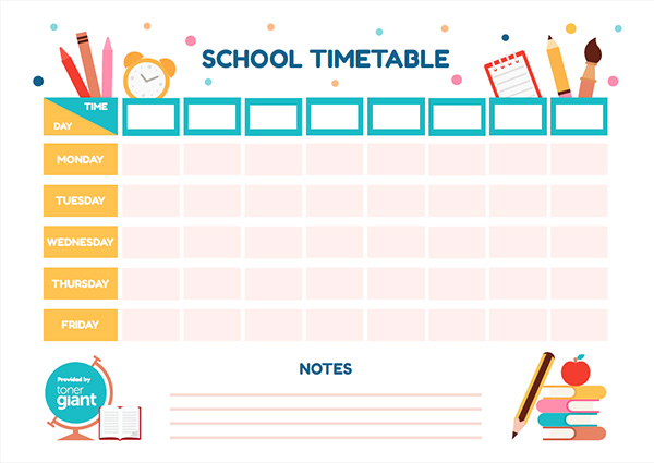 Fun Timetable Template Toner Giant