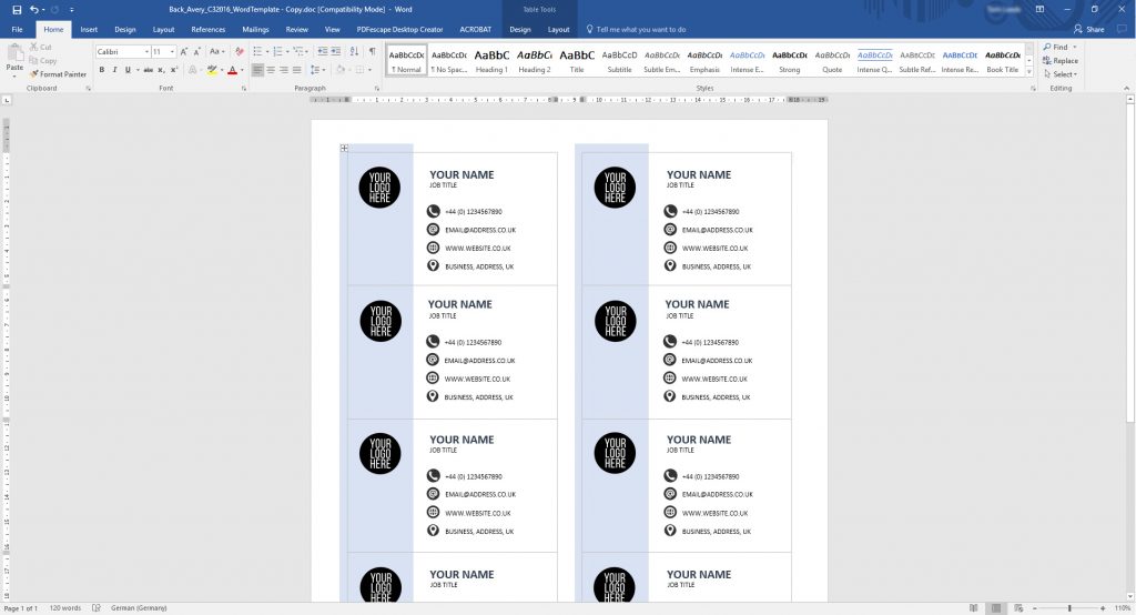 Business Card Template Downloadable Resources Toner Giant